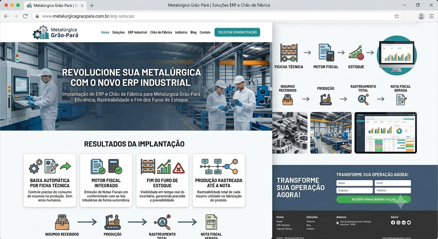 Case Metalúrgica Grão-Pará — ERP e chão de fábrica